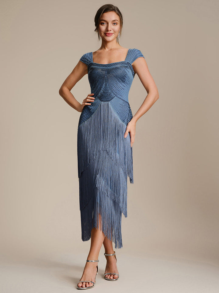 ever LUMINE|Sequin Sleeveless Fringe Cocktail Dress