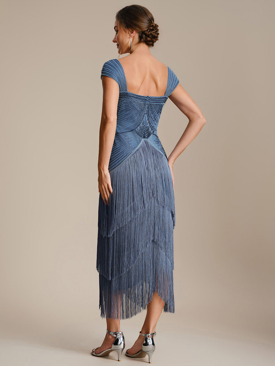 ever LUMINE|Sequin Sleeveless Fringe Cocktail Dress