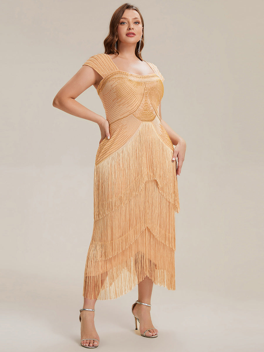 ever LUMINE|Sequin Sleeveless Fringe Cocktail Dress