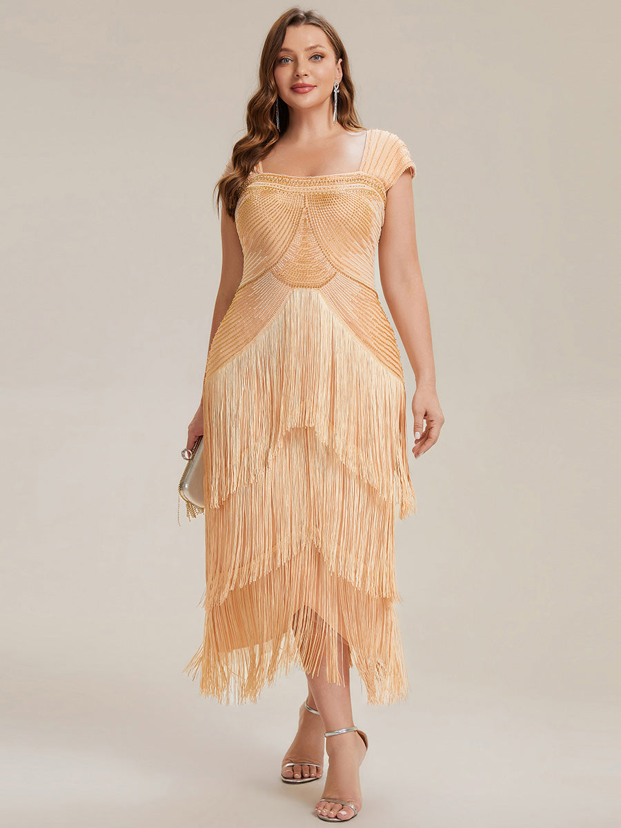 ever LUMINE|Sequin Sleeveless Fringe Cocktail Dress