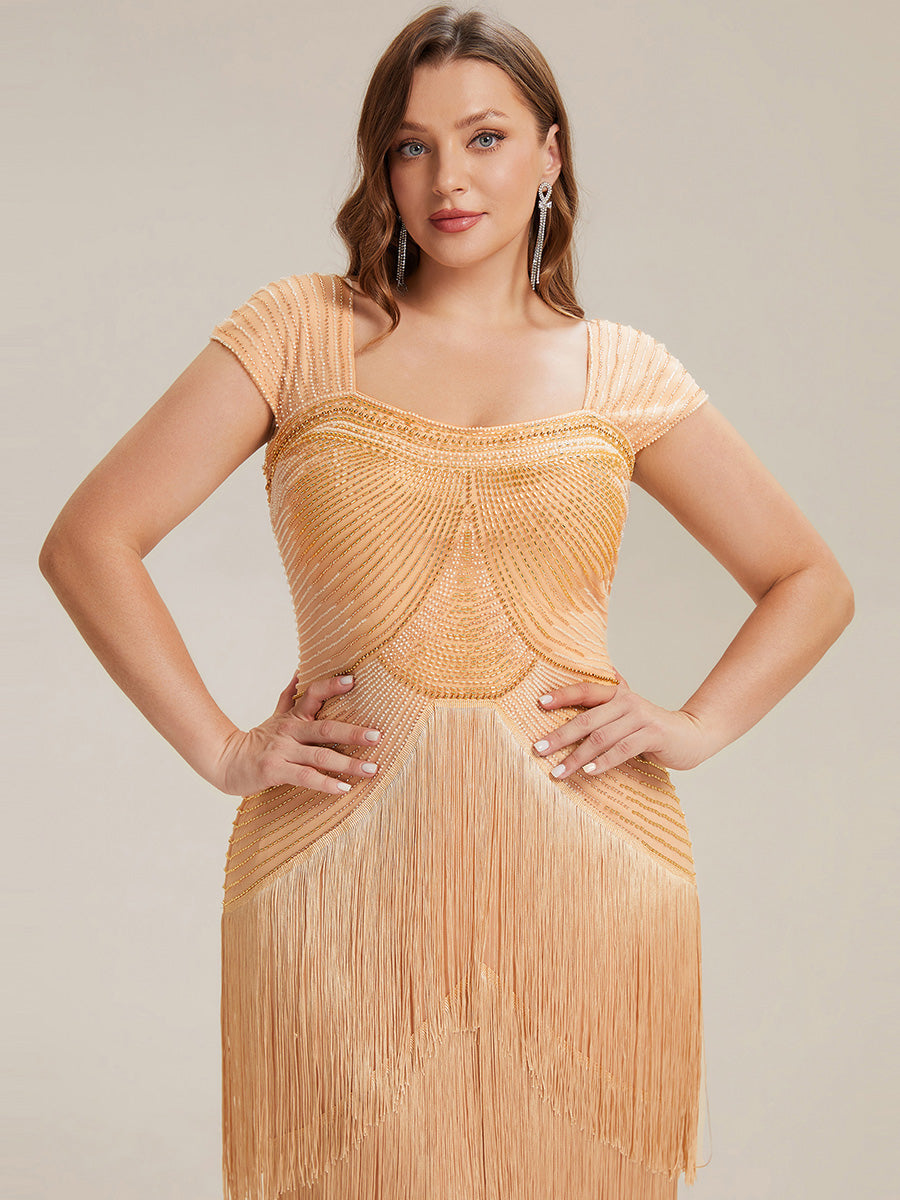 ever LUMINE|Sequin Sleeveless Fringe Cocktail Dress