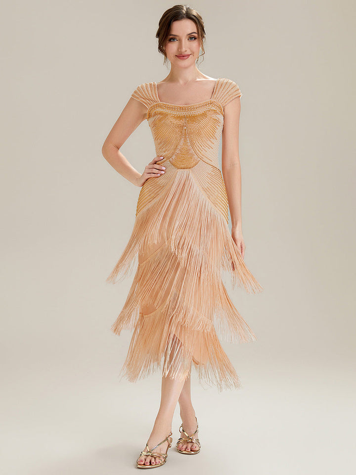 ever LUMINE|Sequin Sleeveless Fringe Cocktail Dress