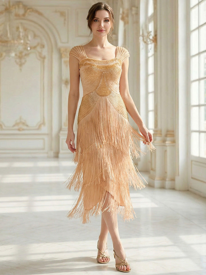 ever LUMINE|Sequin Sleeveless Fringe Cocktail Dress