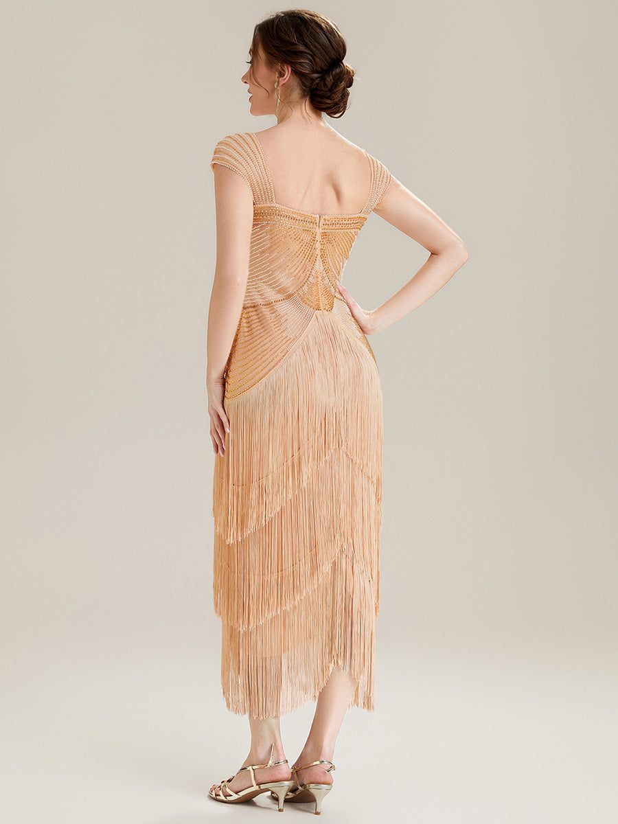 ever LUMINE|Sequin Sleeveless Fringe Cocktail Dress