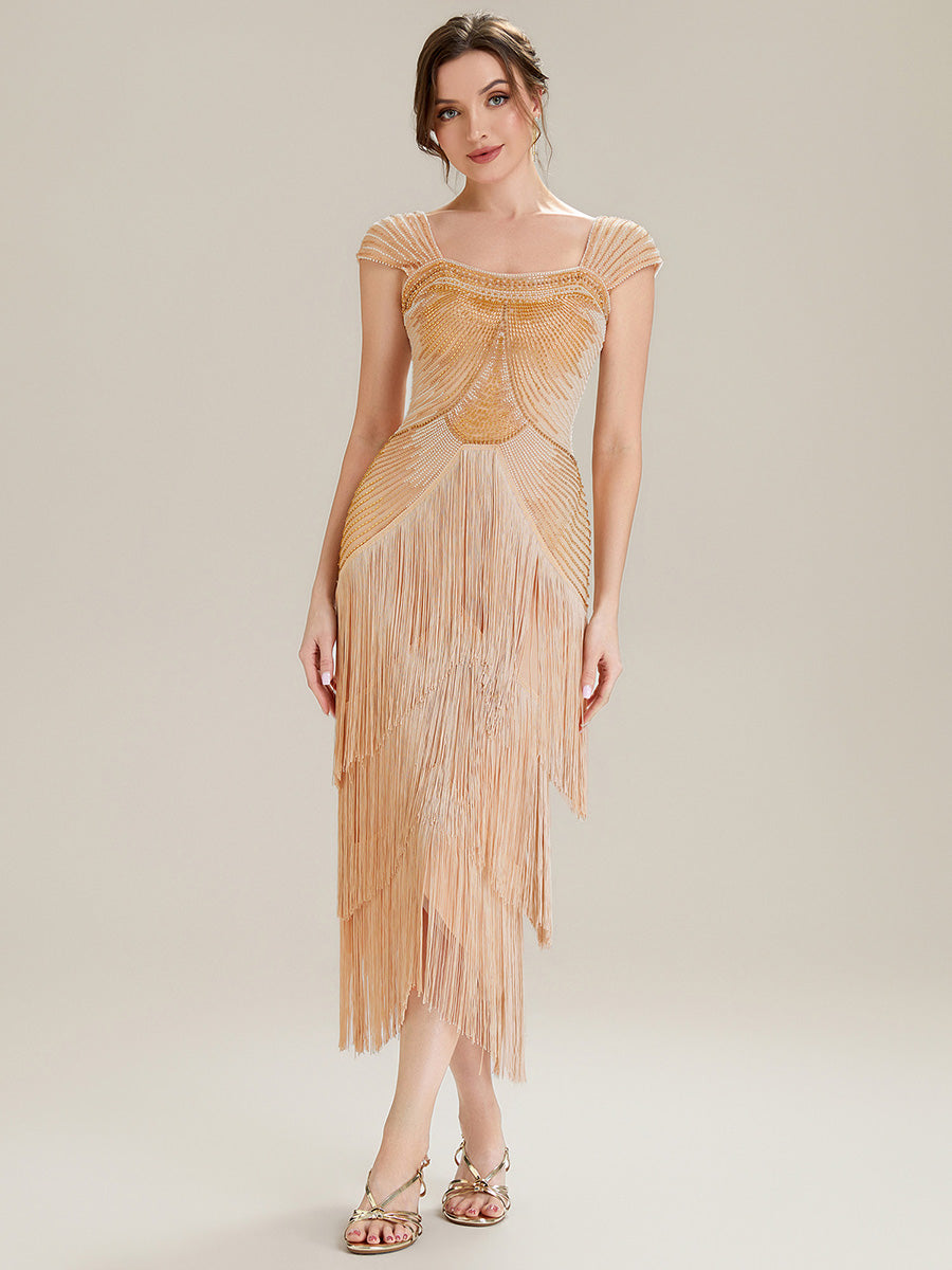 ever LUMINE|Sequin Sleeveless Fringe Cocktail Dress