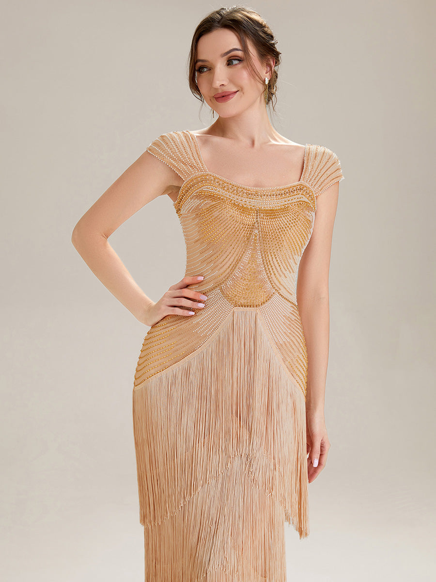 ever LUMINE|Sequin Sleeveless Fringe Cocktail Dress