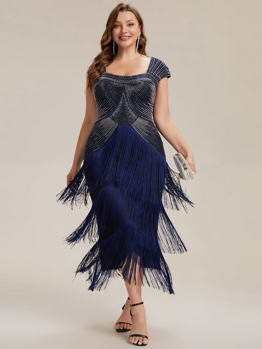 ever LUMINE|Sequin Sleeveless Fringe Cocktail Dress