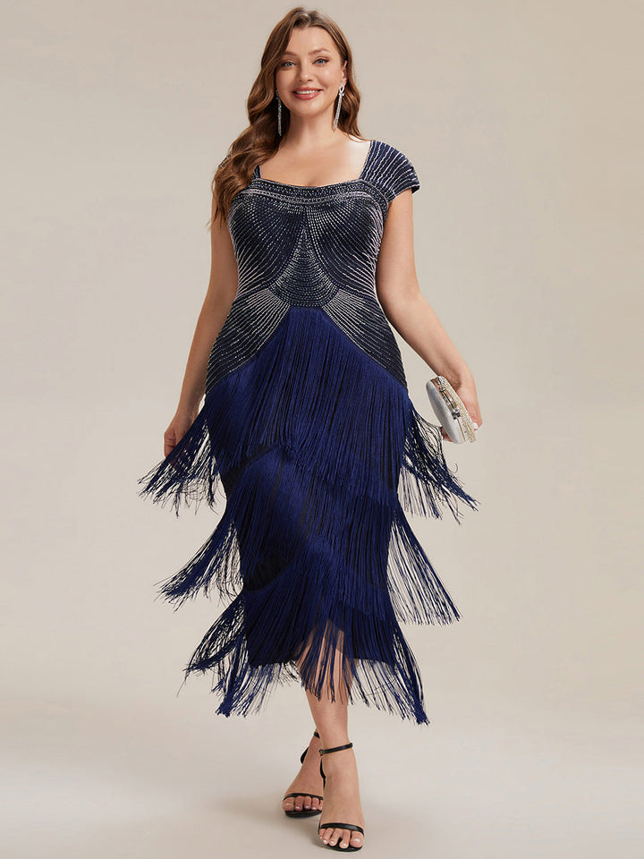 ever LUMINE|Sequin Sleeveless Fringe Cocktail Dress