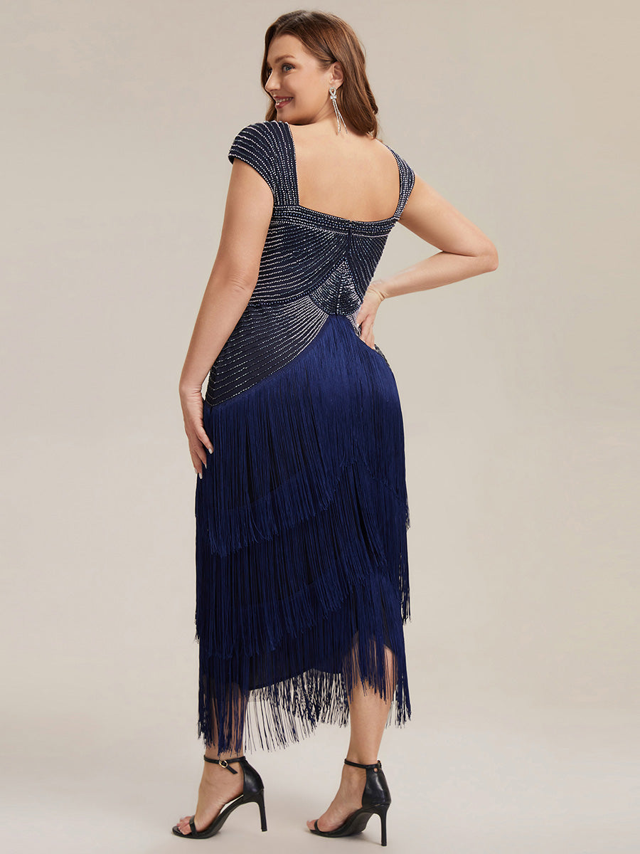 ever LUMINE|Sequin Sleeveless Fringe Cocktail Dress