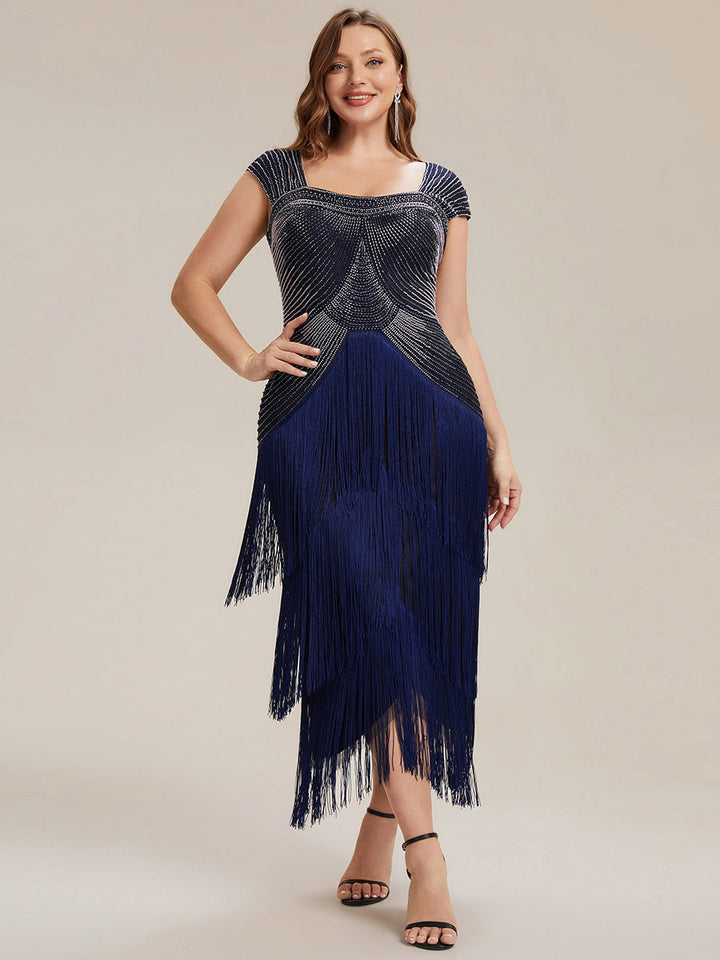 ever LUMINE|Sequin Sleeveless Fringe Cocktail Dress