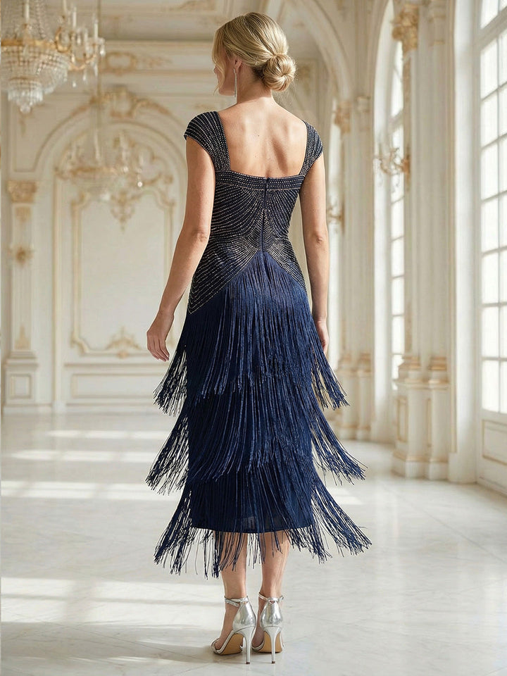 ever LUMINE|Sequin Sleeveless Fringe Cocktail Dress