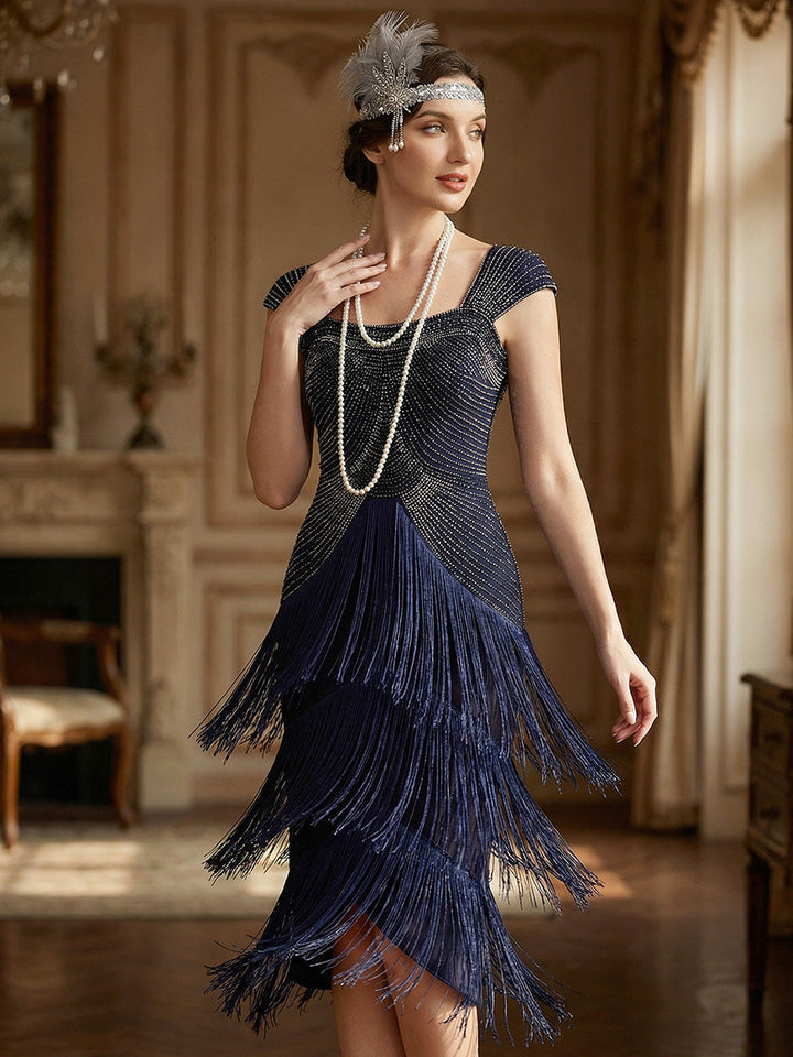 ever LUMINE|Sequin Sleeveless Fringe Cocktail Dress