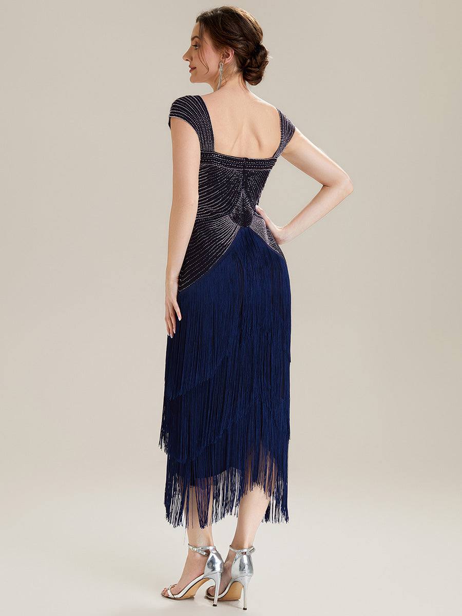 ever LUMINE|Sequin Sleeveless Fringe Cocktail Dress