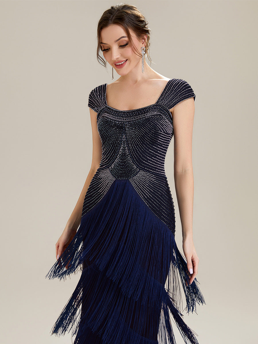ever LUMINE|Sequin Sleeveless Fringe Cocktail Dress
