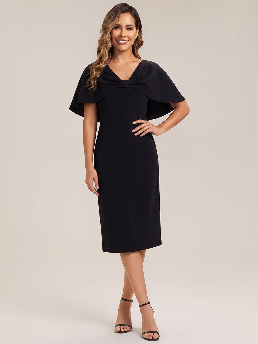 Knit Shawl Sleeve Sheath Wedding Guest Dress