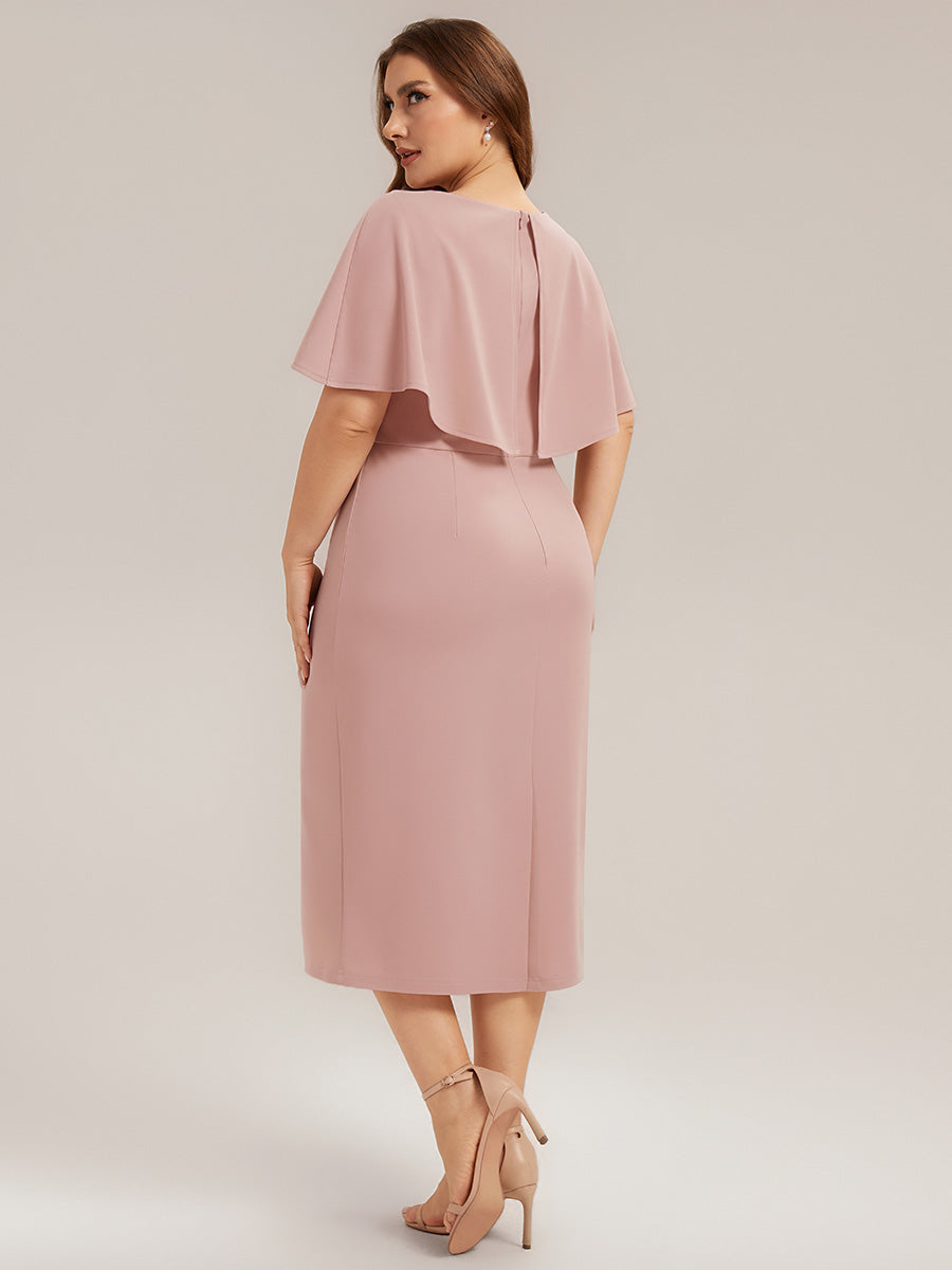 Knit Shawl Sleeve Sheath Wedding Guest Dress