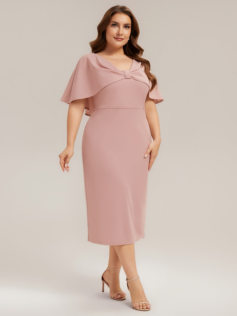 Knit Shawl Sleeve Sheath Wedding Guest Dress