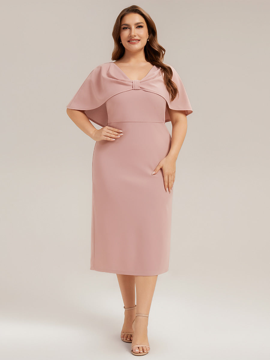 Knit Shawl Sleeve Sheath Wedding Guest Dress