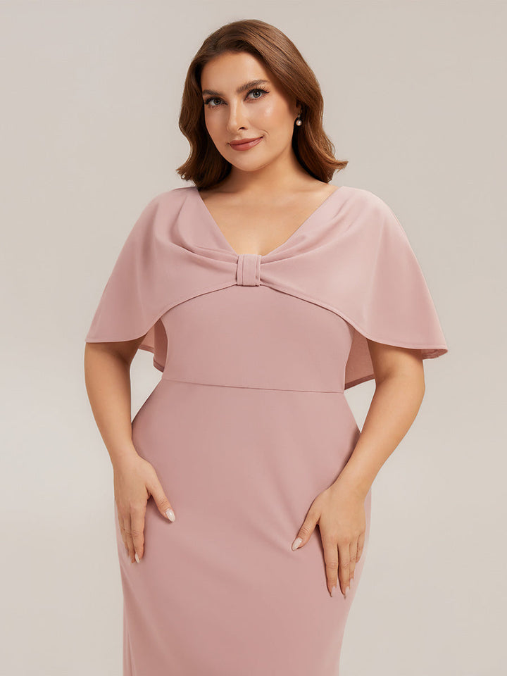 Knit Shawl Sleeve Sheath Wedding Guest Dress