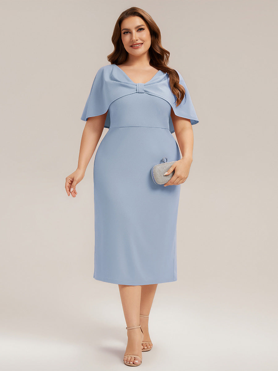 Knit Shawl Sleeve Sheath Wedding Guest Dress