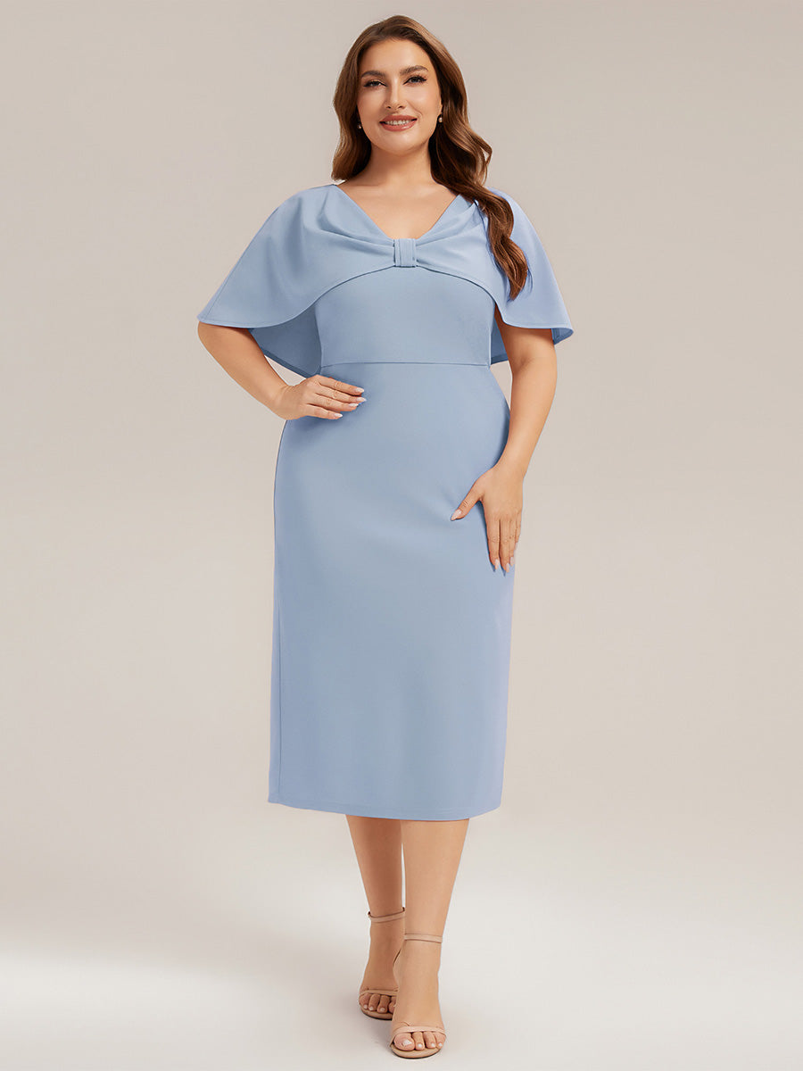 Knit Shawl Sleeve Sheath Wedding Guest Dress