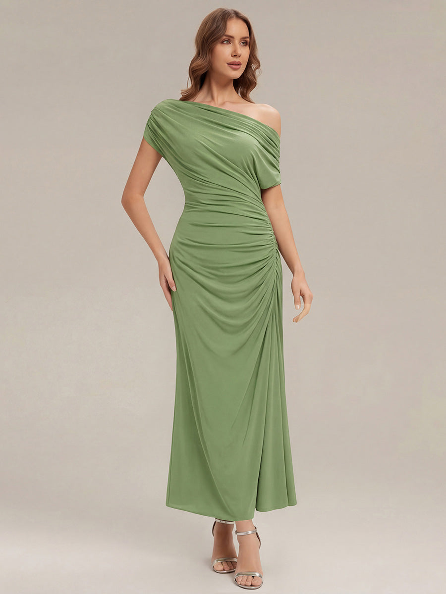 Polka Dot Drop Shoulder Sleeve Wedding Guest Dress