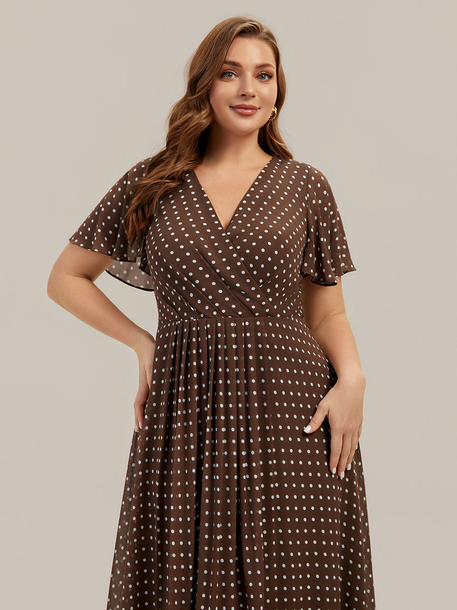 Plus Size Printed Chiffon Wedding Guest Dress