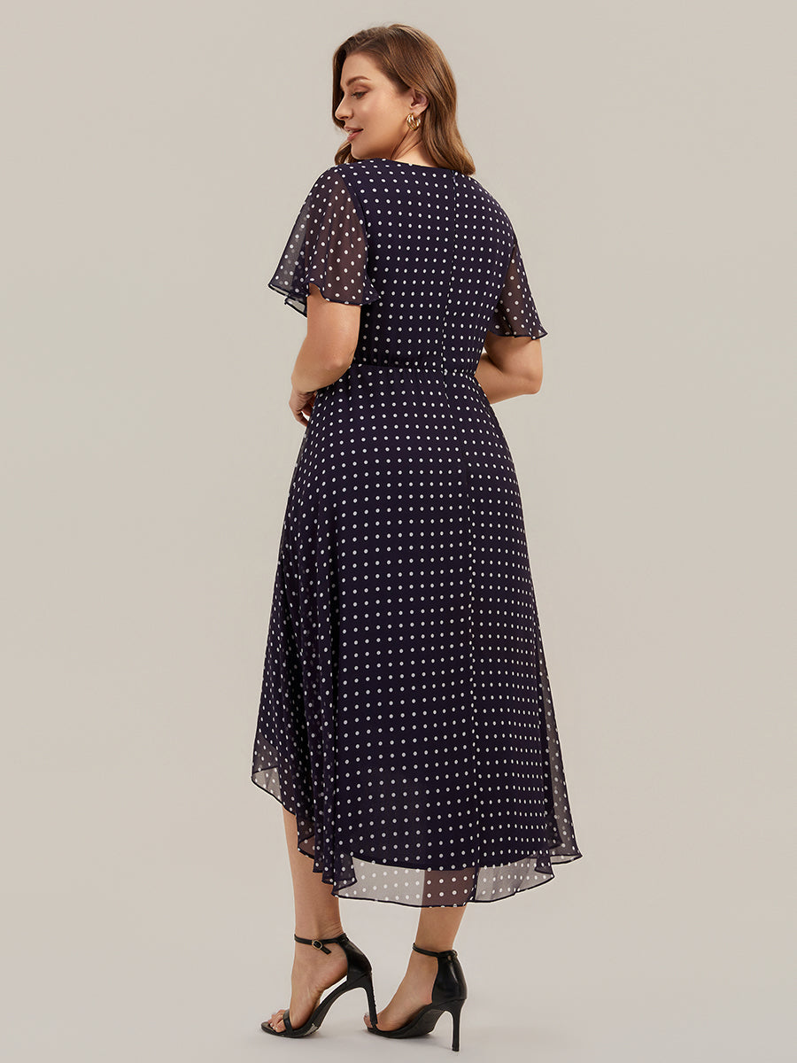 Plus Size Printed Chiffon Wedding Guest Dress