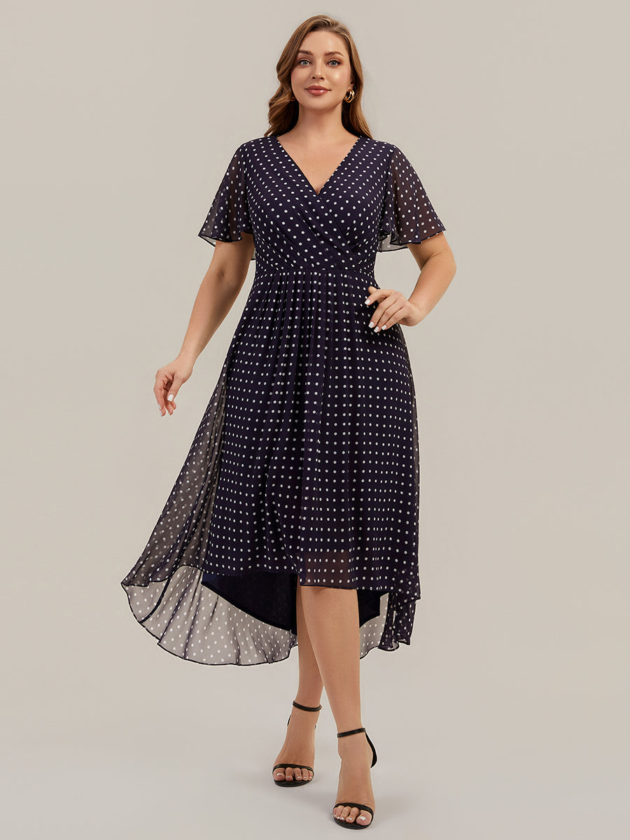 Plus Size Printed Chiffon Wedding Guest Dress