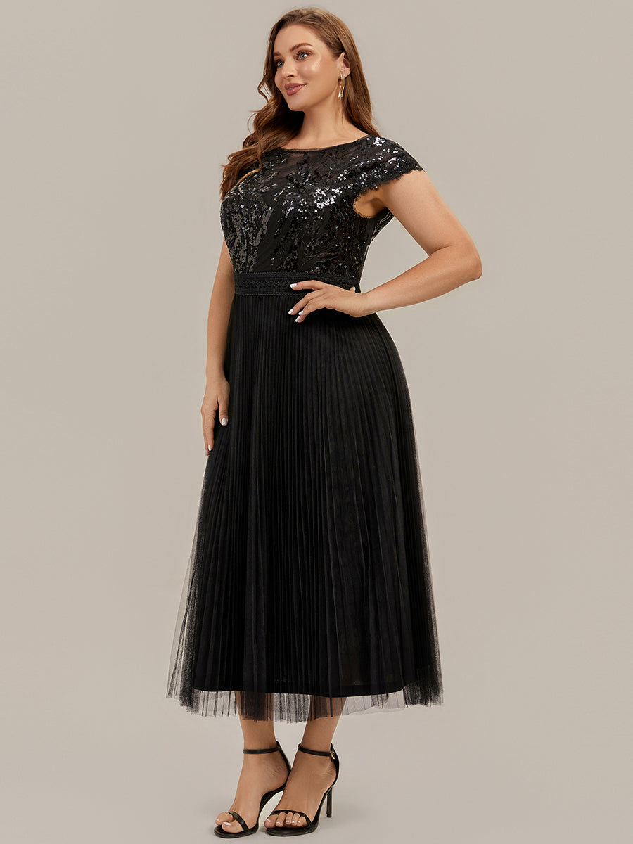 Plus Size Glitter A-Line Wedding Guest Dress