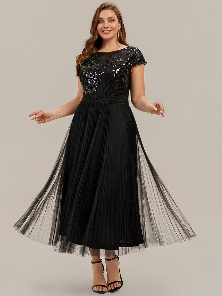 Plus Size Glitter A-Line Wedding Guest Dress