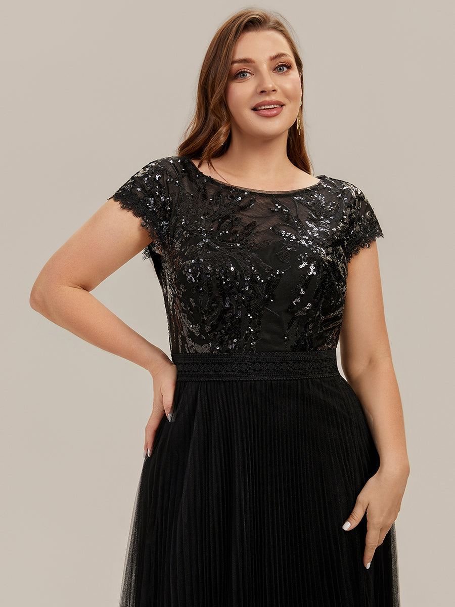 Plus Size Glitter A-Line Wedding Guest Dress