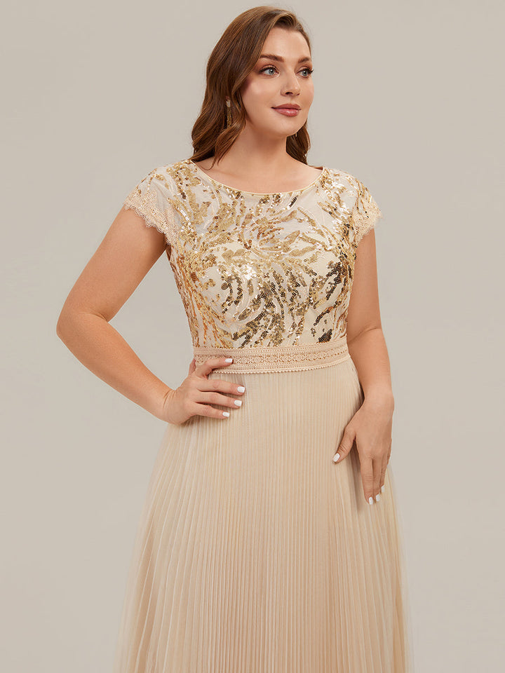 Plus Size Glitter A-Line Wedding Guest Dress