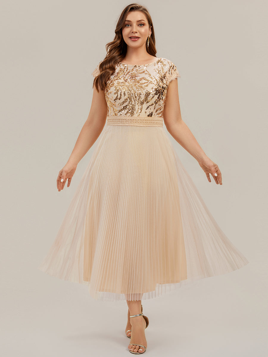 Plus Size Glitter A-Line Wedding Guest Dress