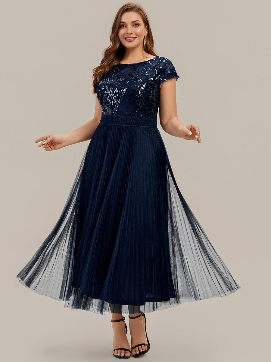 Plus Size Glitter A-Line Wedding Guest Dress