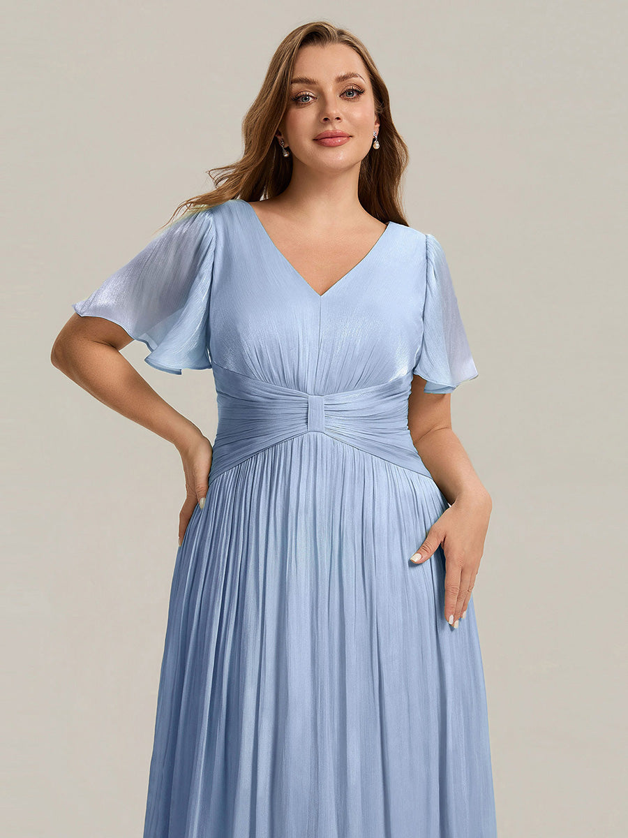 Ruffled Sea-island Ruffle Sleeve Midi Wedding Guest Dress