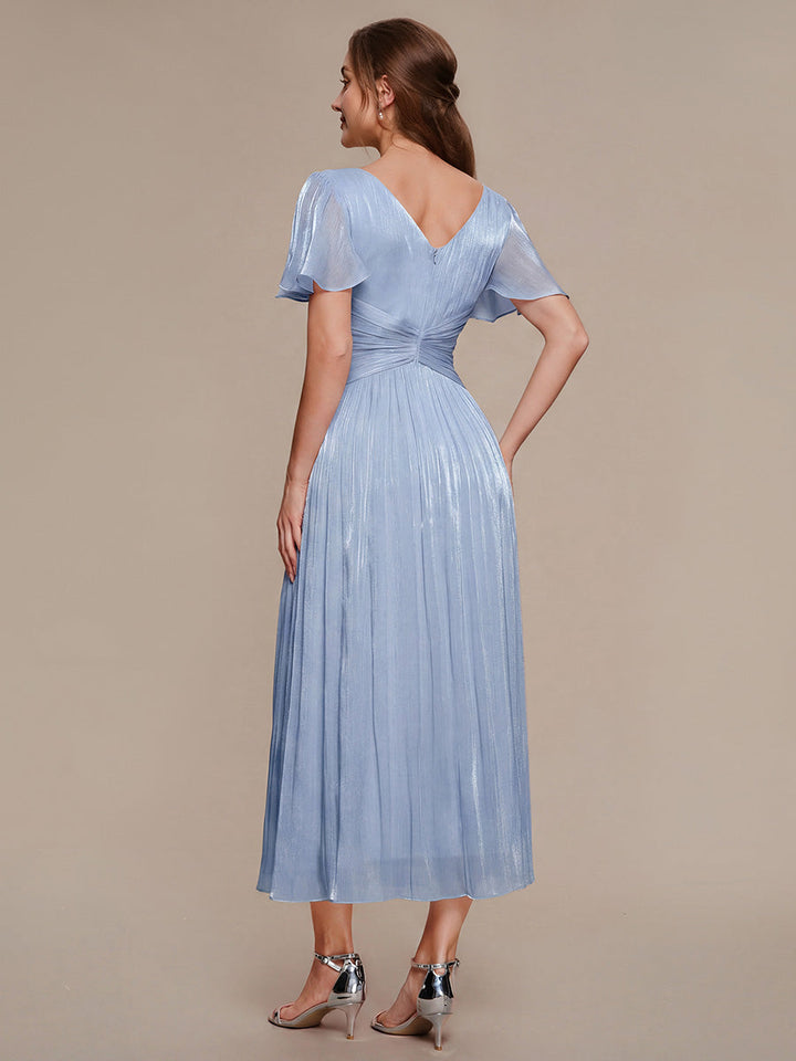 Ruffled Sea-island Ruffle Sleeve Midi Wedding Guest Dress