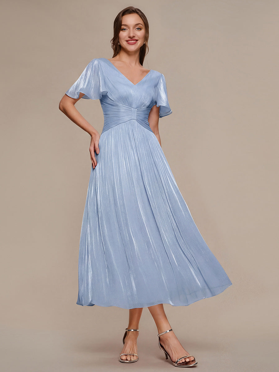 Ruffled Sea-island Ruffle Sleeve Midi Wedding Guest Dress