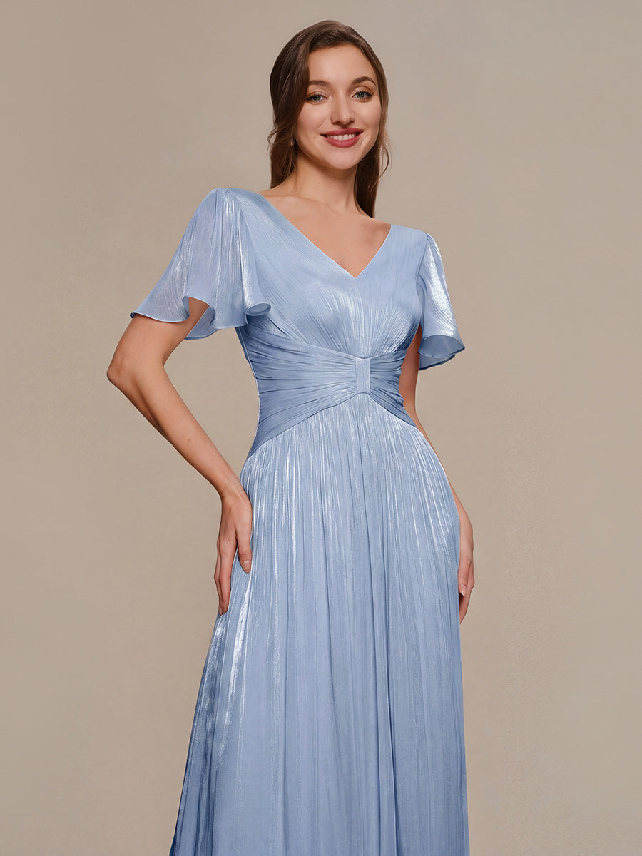 Ruffled Sea-island Ruffle Sleeve Midi Wedding Guest Dress