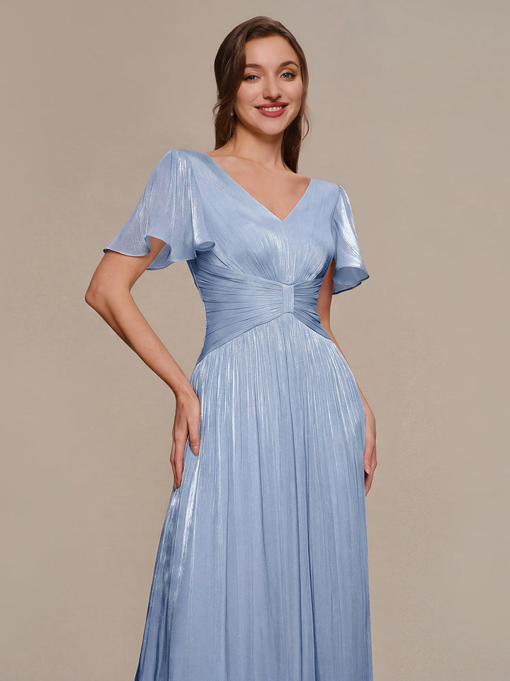 Ruffled Sea-island Ruffle Sleeve Midi Wedding Guest Dress