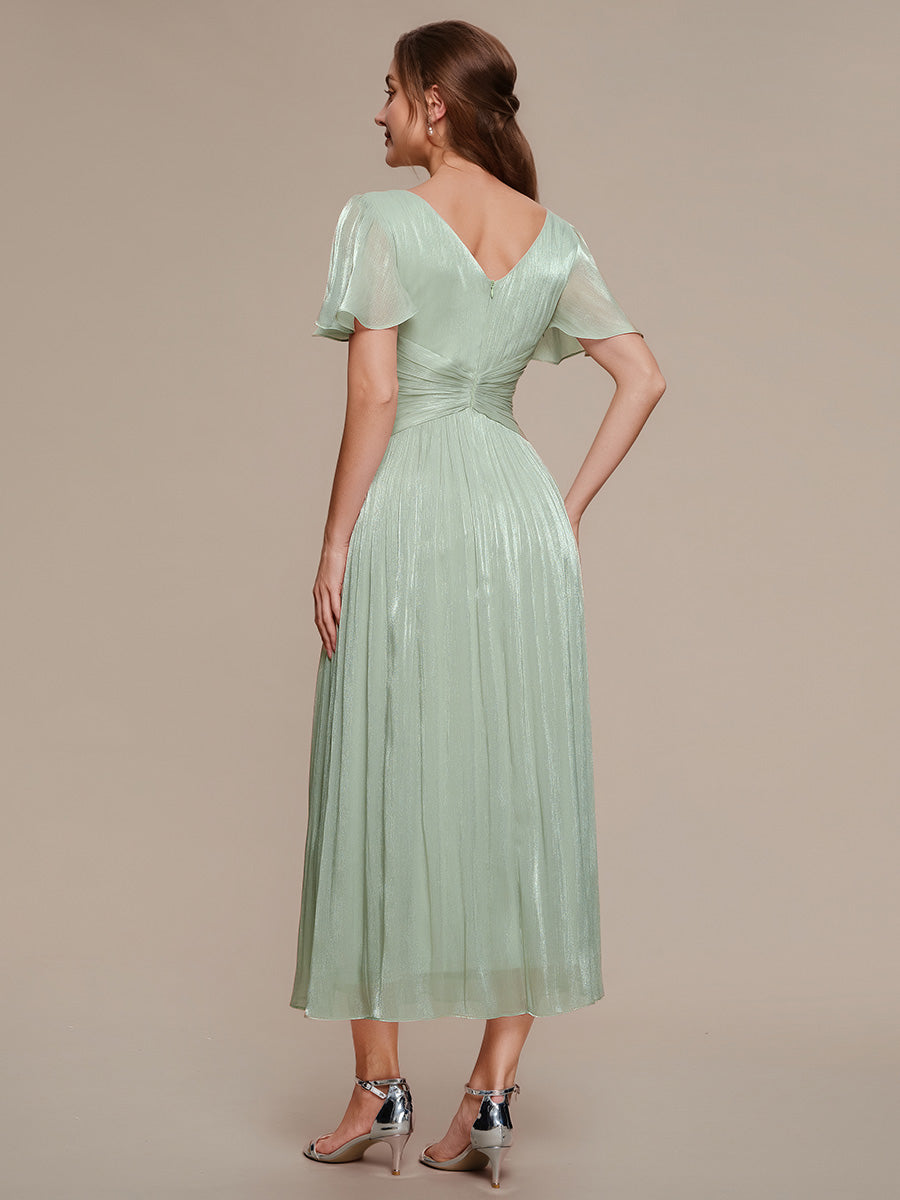 Ruffled Sea-island Ruffle Sleeve Midi Wedding Guest Dress