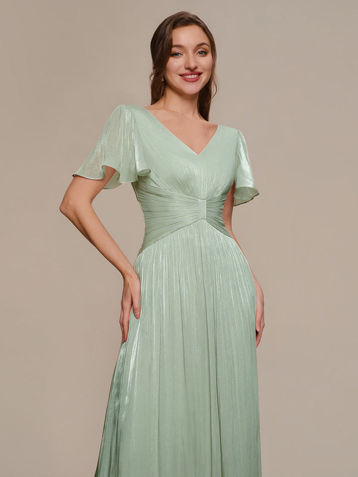 Ruffled Sea-island Ruffle Sleeve Midi Wedding Guest Dress