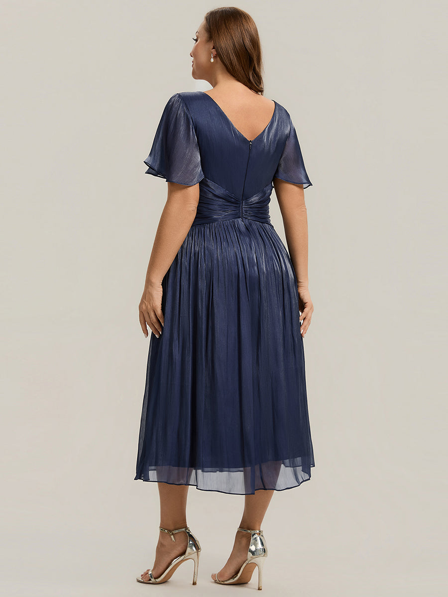 Ruffled Sea-island Ruffle Sleeve Midi Wedding Guest Dress