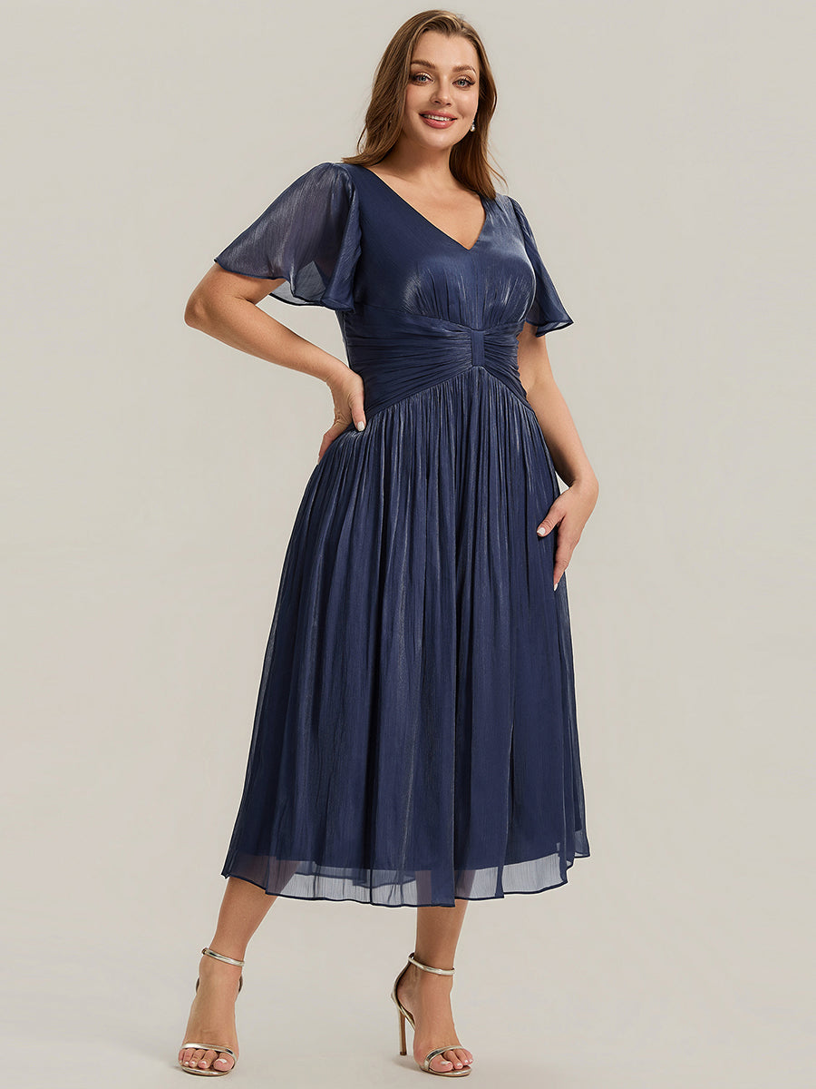 Ruffled Sea-island Ruffle Sleeve Midi Wedding Guest Dress