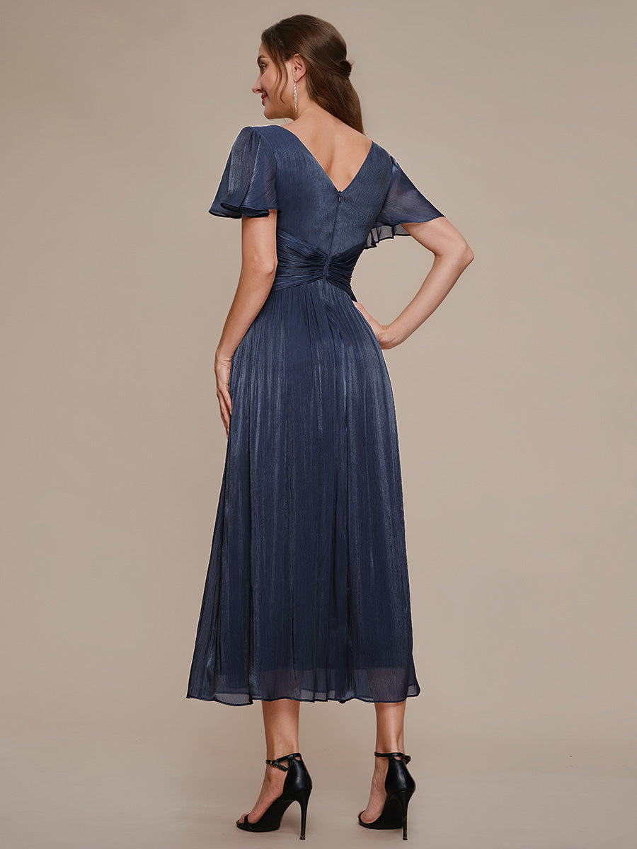 Ruffled Sea-island Ruffle Sleeve Midi Wedding Guest Dress
