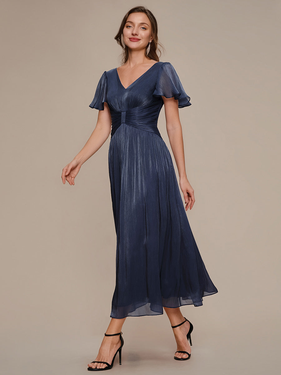 Ruffled Sea-island Ruffle Sleeve Midi Wedding Guest Dress