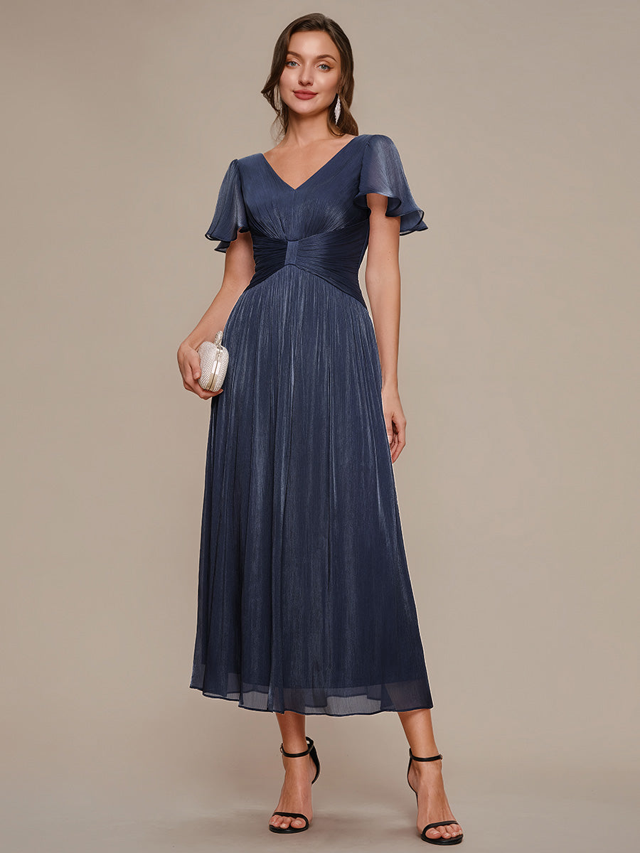 Ruffled Sea-island Ruffle Sleeve Midi Wedding Guest Dress