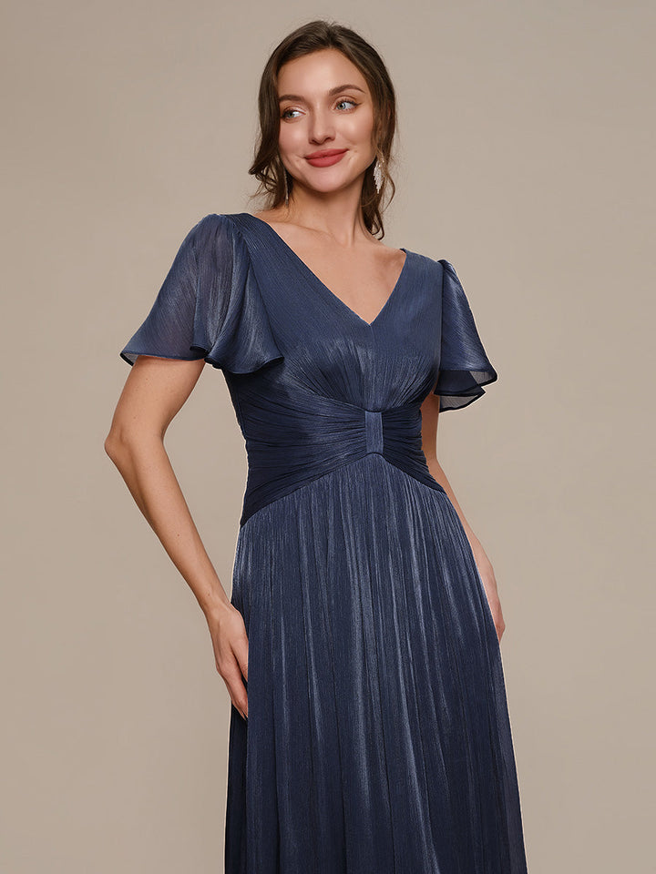 Ruffled Sea-island Ruffle Sleeve Midi Wedding Guest Dress
