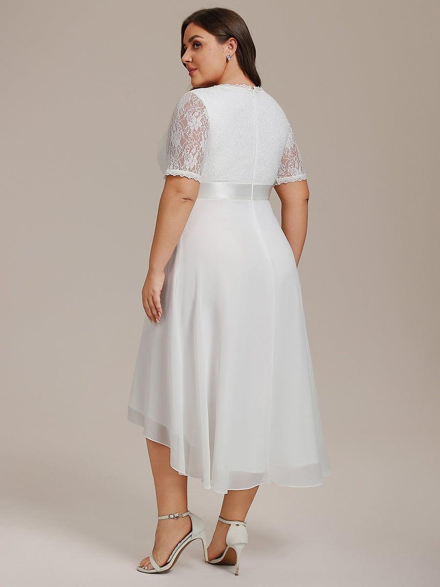 pretty JOLEN|Plus Size Half Sleeve A-line Lace Formal Evening Dress