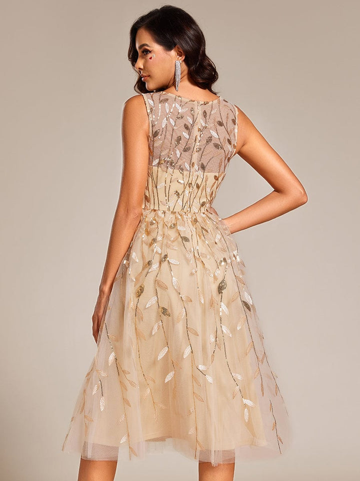 Sequin Embroidery Wedding Guest Dress